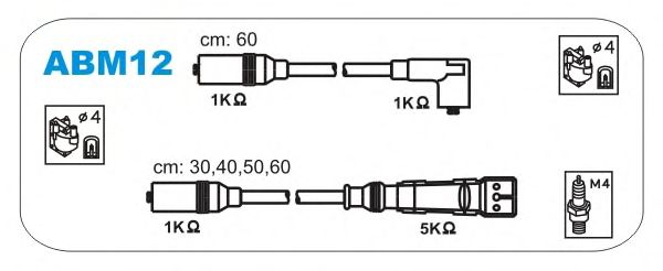 Комплект проводов зажигания ABM12