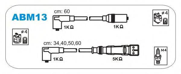 Комплект проводов зажигания ABM13
