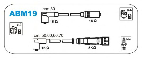 Комплект проводов зажигания ABM19