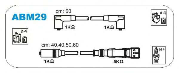 Комплект проводов зажигания ABM29