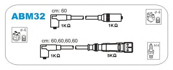 Комплект проводов зажигания ABM32