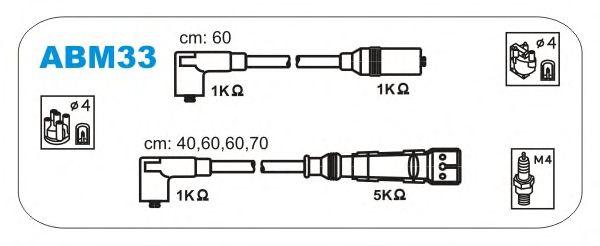 Комплект проводов зажигания ABM33