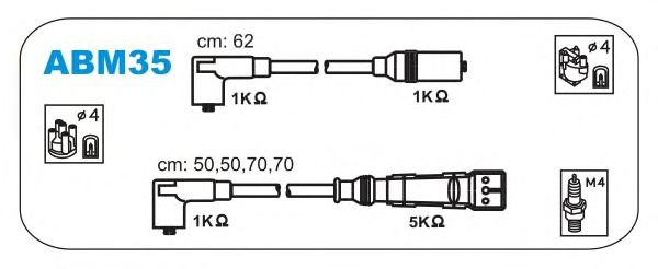 Комплект проводов зажигания ABM35