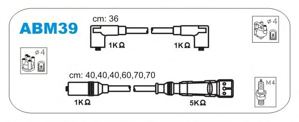 Комплект проводов зажигания ABM39