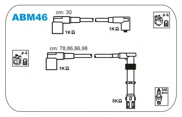 Комплект проводов зажигания ABM46