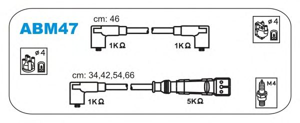 Комплект проводов зажигания ABM47