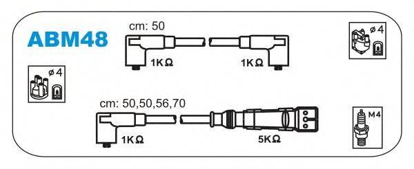 Комплект проводов зажигания ABM48