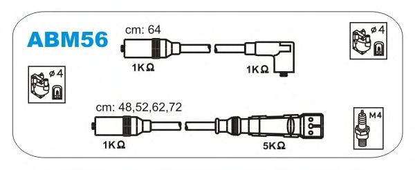 Комплект проводов зажигания ABM56