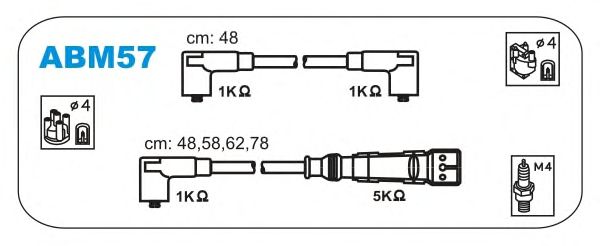 Комплект проводов зажигания ABM57