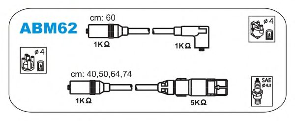 Комплект проводов зажигания ABM62