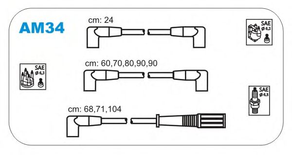 Комплект проводов зажигания AM34