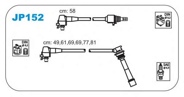 Комплект проводов зажигания JP152