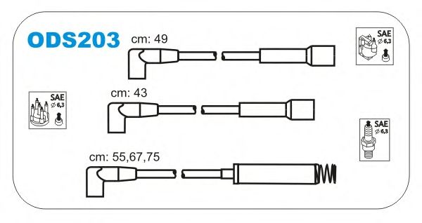 Комплект проводов зажигания ODS203