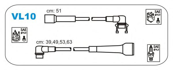 Комплект проводов зажигания VL10