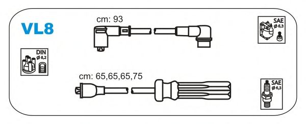 Комплект проводов зажигания VL8