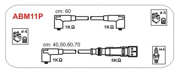 Комплект проводов зажигания ABM11P