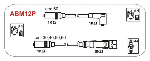 Комплект проводов зажигания ABM12P