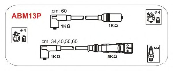 Комплект проводов зажигания ABM13P