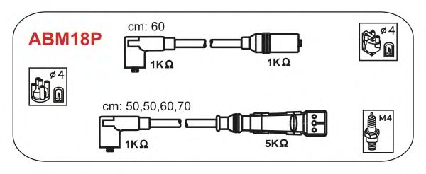 Комплект проводов зажигания ABM18P