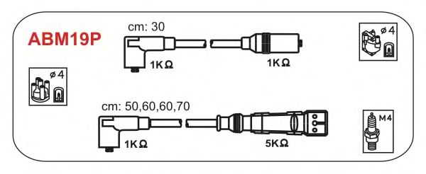 Комплект проводов зажигания ABM19P