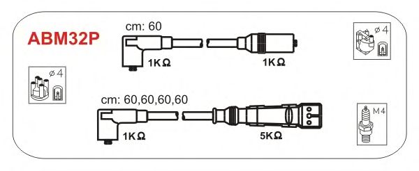 Комплект проводов зажигания ABM32P