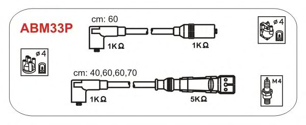 Комплект проводов зажигания ABM33P