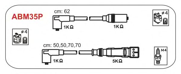 Комплект проводов зажигания ABM35P