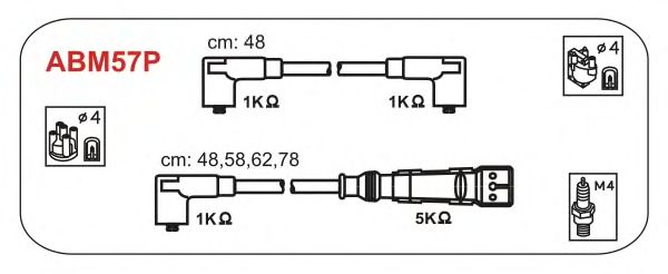 Комплект проводов зажигания ABM57P