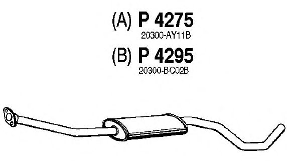 Средний глушитель выхлопных газов P4295