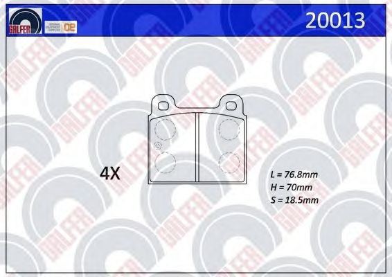 Комплект тормозных колодок, дисковый тормоз 20013