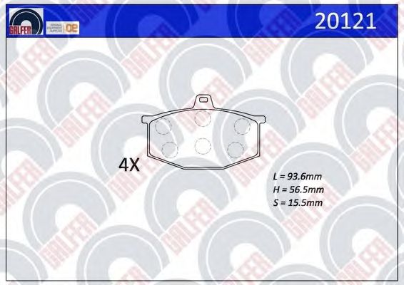 Комплект тормозных колодок, дисковый тормоз 20121
