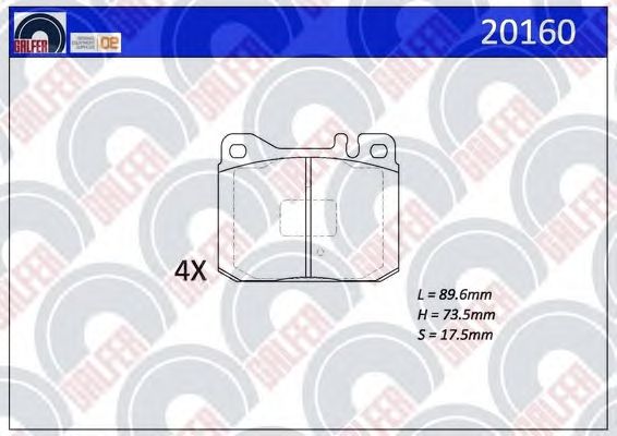 Комплект тормозных колодок, дисковый тормоз 20160