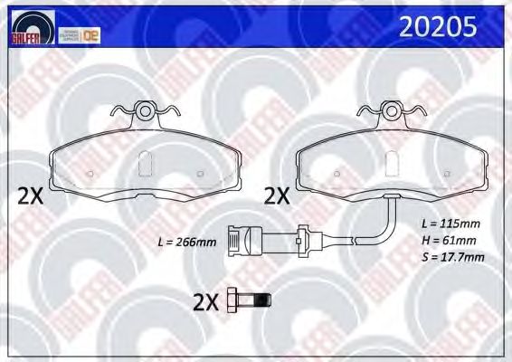 Kit de plaquettes de frein, frein à disque 20205