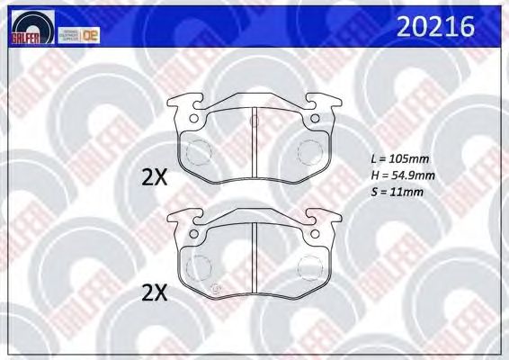 Комплект тормозных колодок, дисковый тормоз 20216