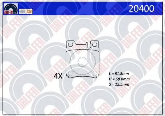 Kit de plaquettes de frein, frein à disque 20400