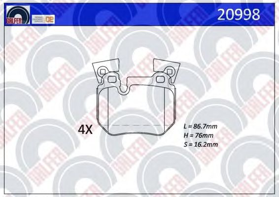 Brake Pad Set, disc brake 20998