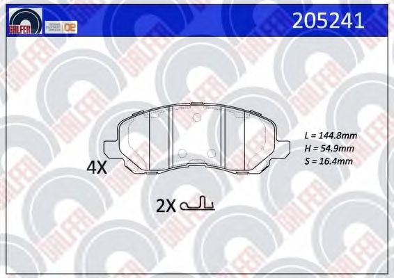 Комплект тормозных колодок, дисковый тормоз 205241