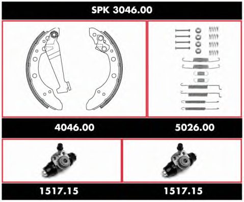 Комплект тормозов, барабанный тормозной механизм SPK 3046.00
