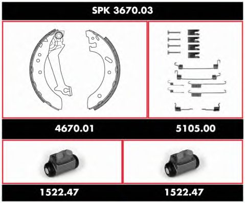Brake Set, drum brakes SPK 3670.03