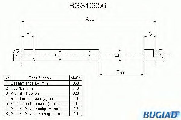Gazli amortisör, Bagaj/Yükleme bölümü BGS10656