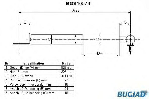 Ammortizatore pneumatico, Cofano bagagli /vano carico BGS10579