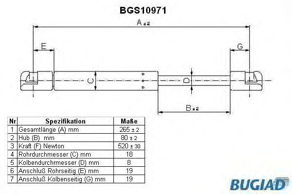Упругий элемент, крышка багажника / помещения для груза BGS10971