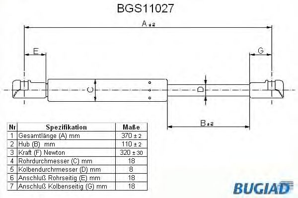 Ammortizatore pneumatico, Cofano bagagli /vano carico BGS11027