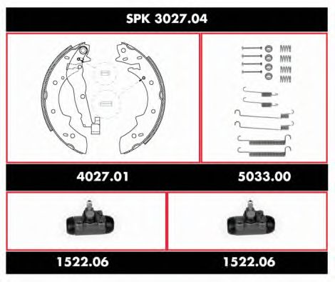 Комплект тормозов, барабанный тормозной механизм SPK 3027.04