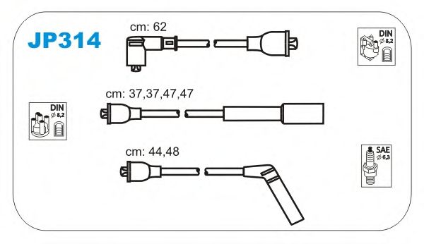 Комплект проводов зажигания JP314