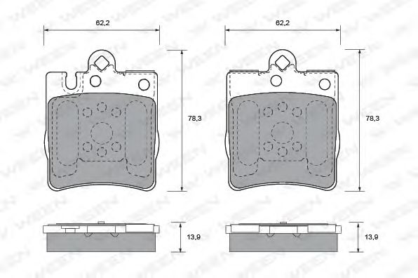 Комплект тормозных колодок, дисковый тормоз 151-1225
