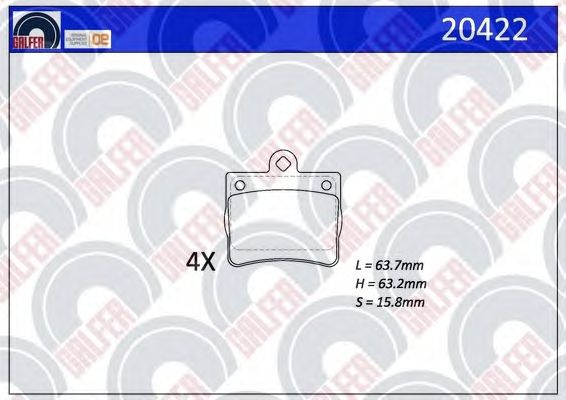 Комплект тормозных колодок, дисковый тормоз 20422