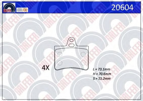 Комплект тормозных колодок, дисковый тормоз 20604