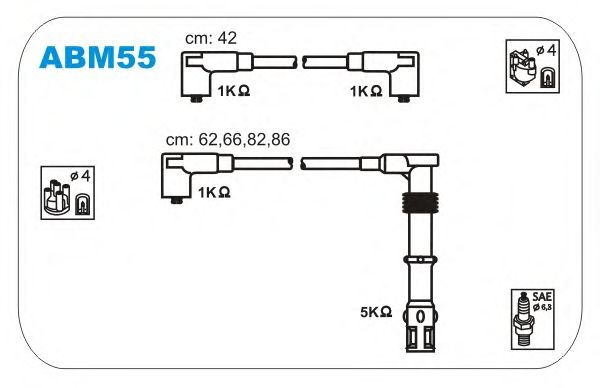 Комплект проводов зажигания ABM55