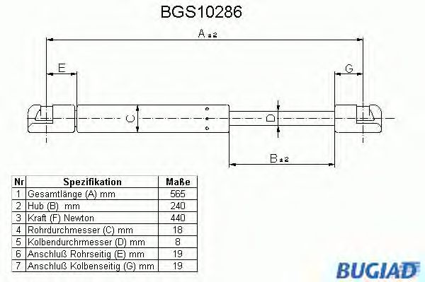 Ammortizatore pneumatico, Cofano bagagli /vano carico BGS10286